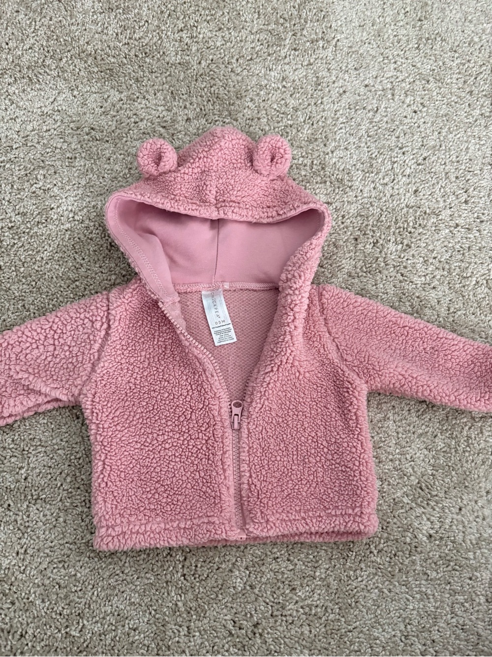 Baby girl pink fuzzy bear jacket